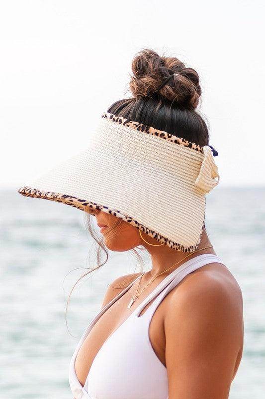 Aili's Corner leopard print sun visor for women, perfect for beach days and sunny outings