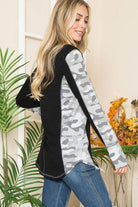 Women's Shirt by Orange Farm Clothing featuring leopard print thumbhole knit and stylish long sleeves