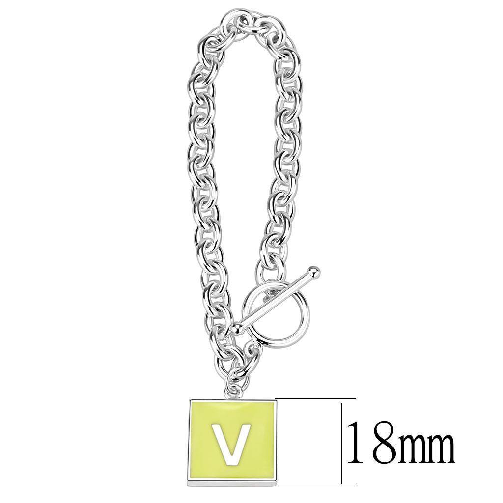 Women's Jewelry - Bracelets Letter "V" High-Polished Brass Bracelet with Epoxy LO4643