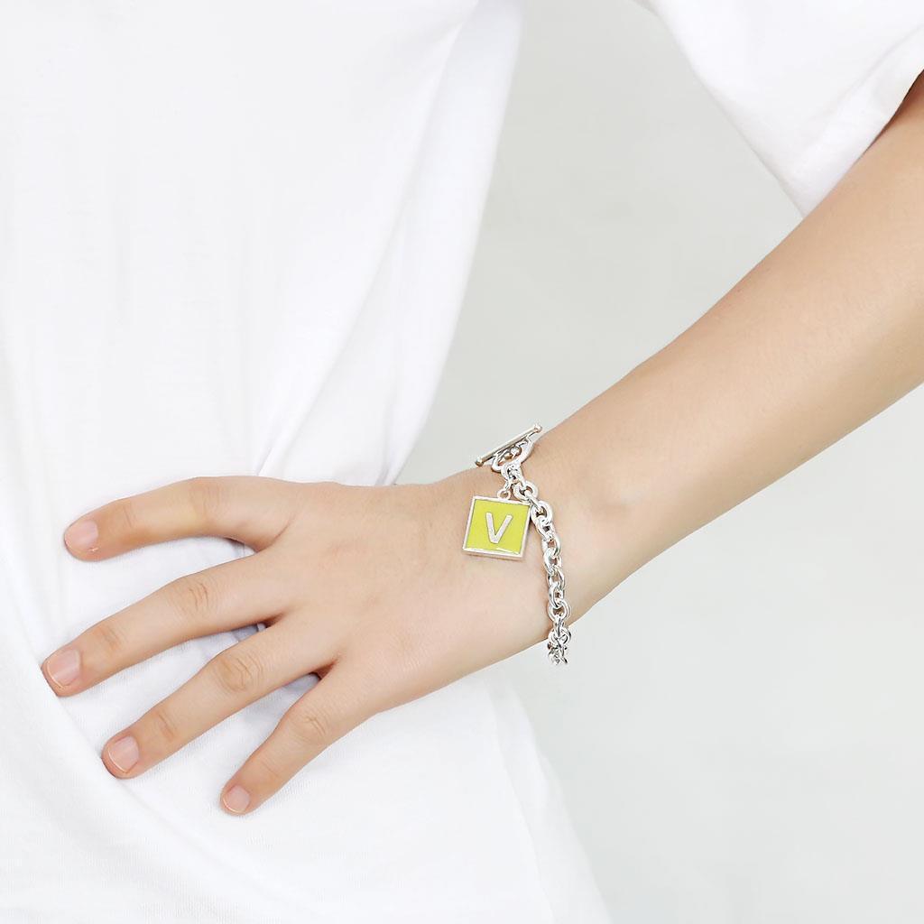 Women's Jewelry - Bracelets Letter "V" High-Polished Brass Bracelet with Epoxy LO4643