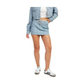 Light Blue Pinstripe Belted Mini Denim Skirt - VacationGrabs