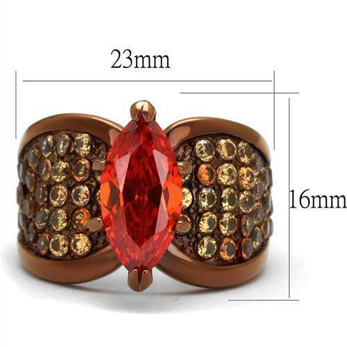 Light brown gemstone statement ring with a vibrant central stone and detailed band design
