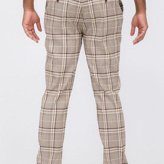 Men's Pants Light Brown Mens Plaid Trouser Pants