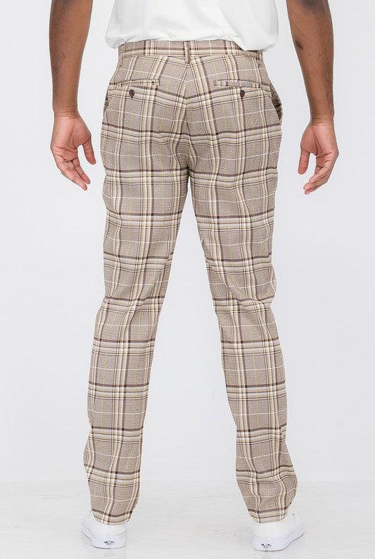 Men's Pants Light Brown Mens Plaid Trouser Pants