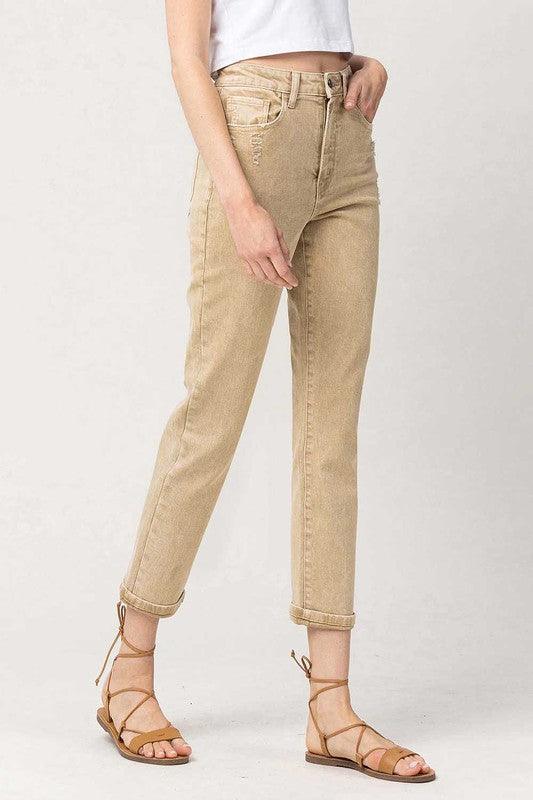 Women's Jeans Light Brown Super High Rise Mom Jeans