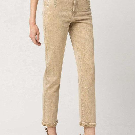 Women's Jeans Light Brown Super High Rise Mom Jeans