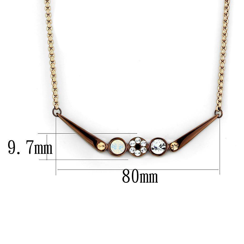 Light coffee stainless steel necklace featuring elegant gemstones and a stylish design