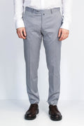 Light Grey Micro Patterned Slim Fit Dress Trousers – detail view