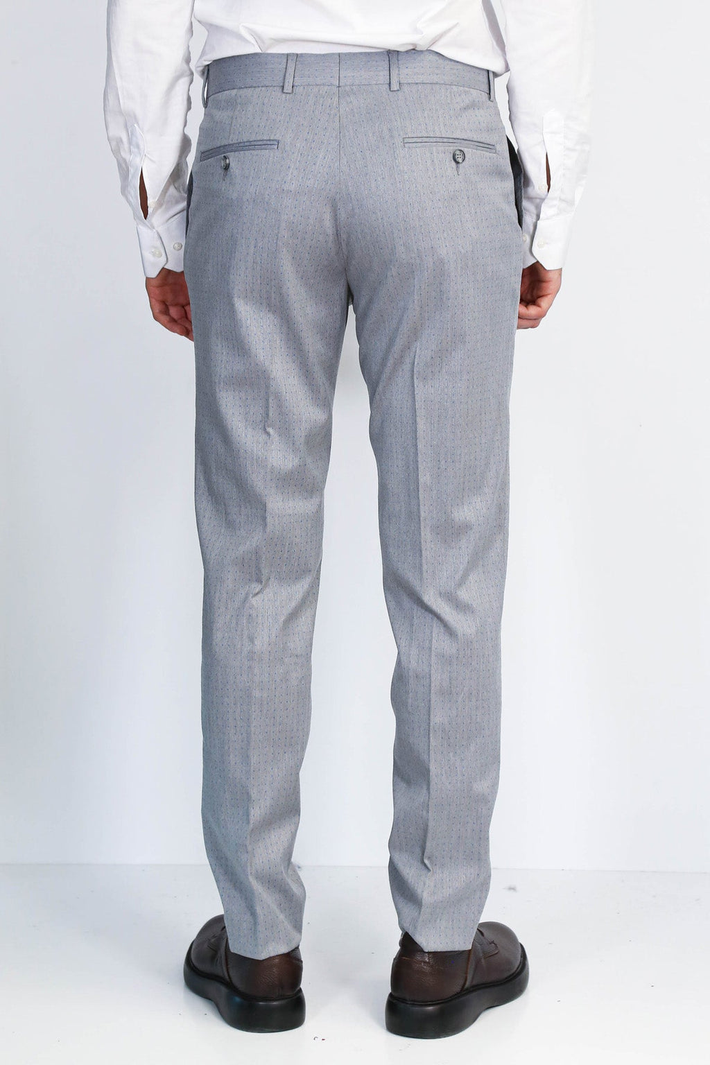 Light Grey Micro Patterned Slim Fit Dress Trousers – close up view