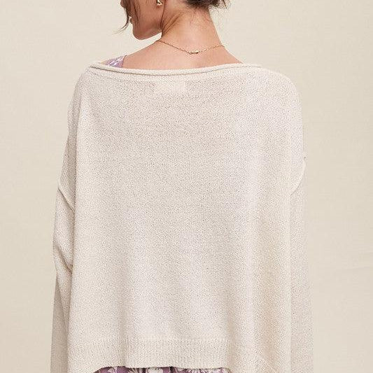 Women's Sweaters Light Weight Wide Neck Crop Pullover Knit Sweater