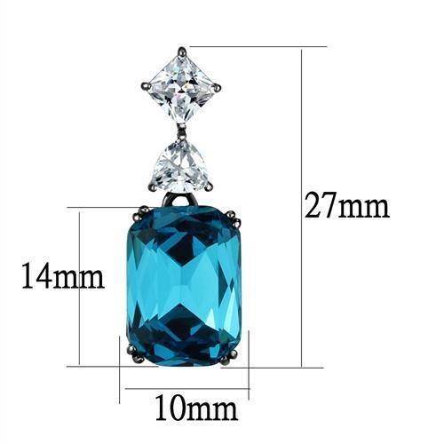 Stylish lightweight black earrings for women featuring blue gemstones and a chic design