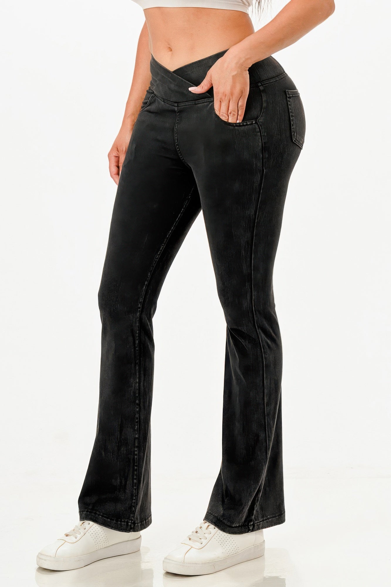 Black lightweight flare jeans for women with a comfortable fit and stylish design, perfect for casual outings