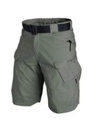 Men's lightweight quick dry shorts in green with multiple pockets and adjustable waistband