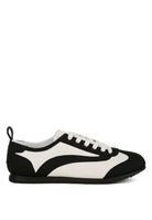 Rag Company women's lightweight stylish lace up sneakers in black and white side view