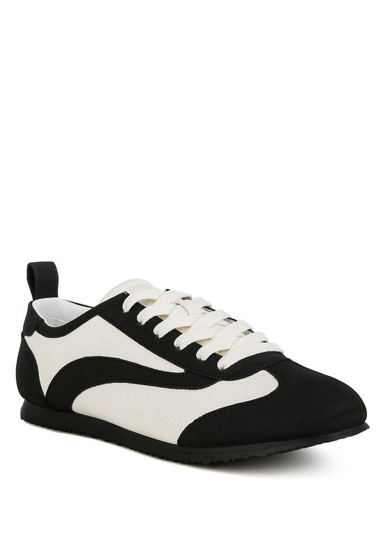 Rag Company women's lightweight stylish lace up sneakers in black and white with cushioned sole