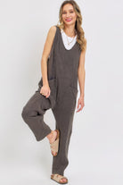 Stylish lightweight travel jumpsuit for women with pockets and relaxed fit, perfect for summer outings