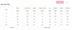 Size chart in centimeters for YNIQUE lightweight womens loungewear set showing measurements for bust, hem, length, waist, hip, bottoms, inseam, and outseam