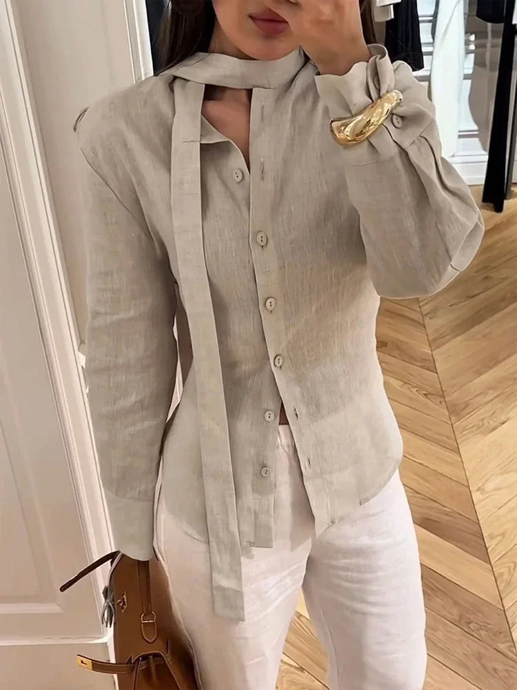 Beige linen blouse men, stylish look for casual outings