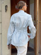 Men's light blue linen blouse, stylish and breathable for casual wear