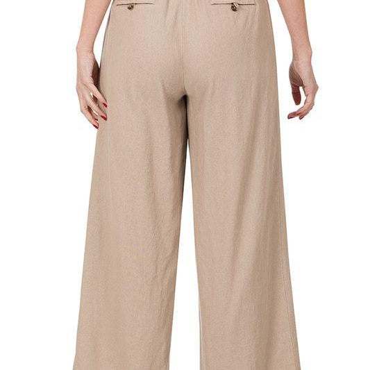 Women's Pants Linen Drawstring-Waist Pants With Pockets