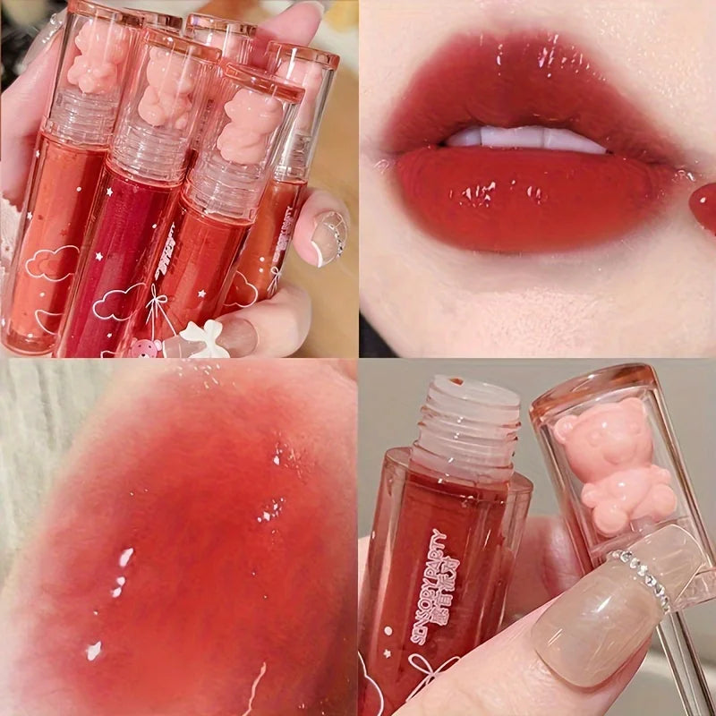 VacationGrabs lip gloss with bear design in red, perfect for glossy lips