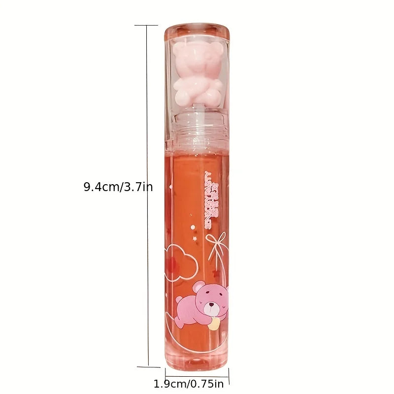 VacationGrabs lip gloss in pink with cute bear design for glossy lips