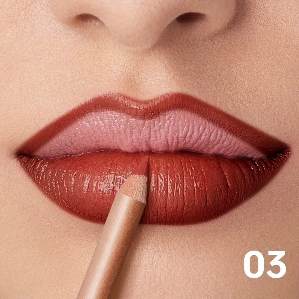 VacationGrabs lips with lip liner in rich red color for defined beauty
