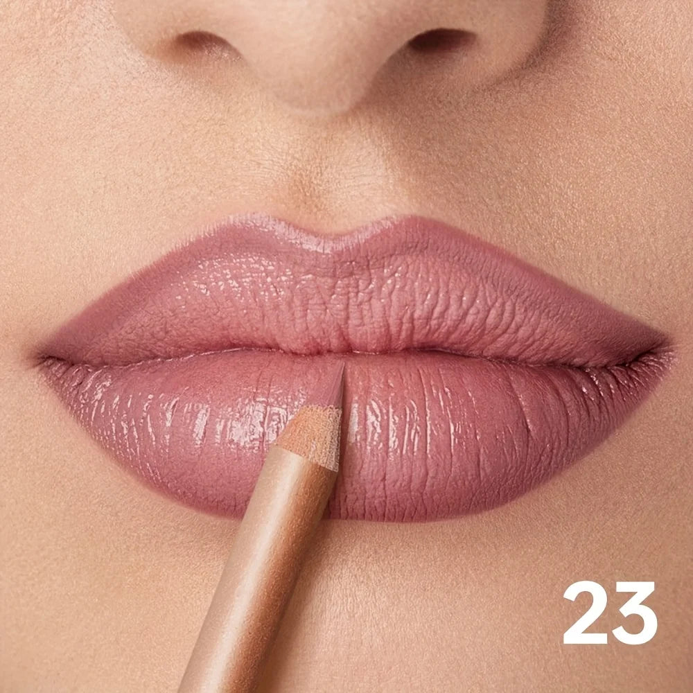 Women's nude lip liner enhancing lips with lip liner for a flawless finish