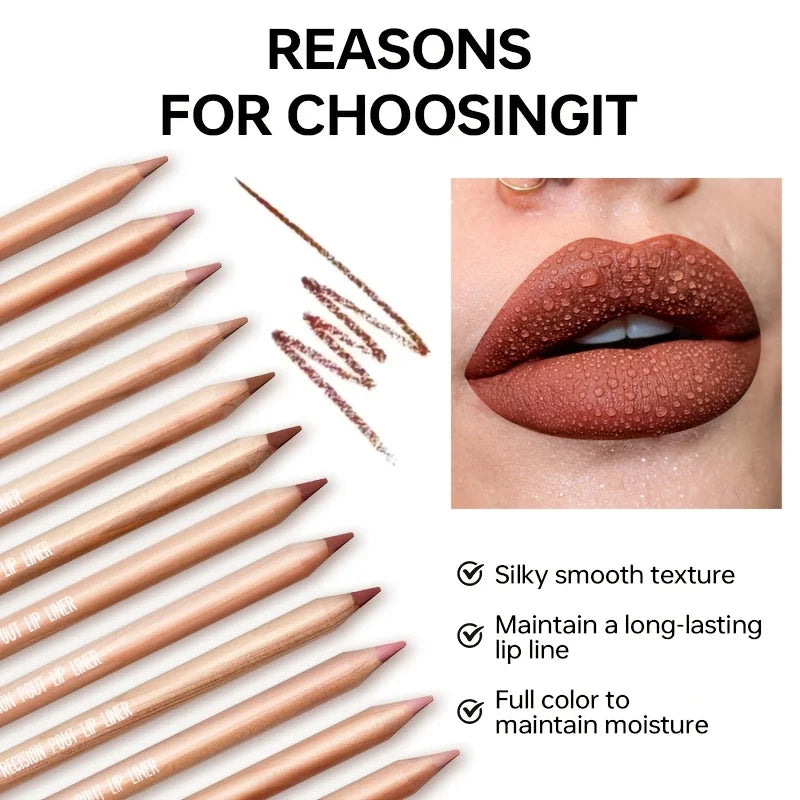 Lip pencil liner in various shades for defined lip lines