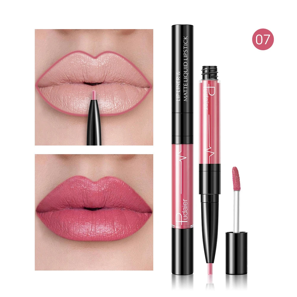Matte liquid lipstick in pink, for flawless lips with lip liner