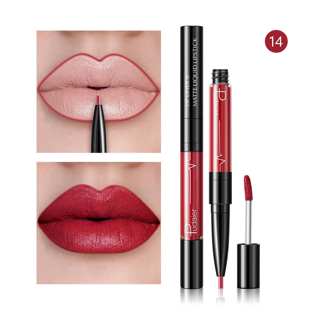 Matte liquid lipstick in red, create lips with lip liner effect