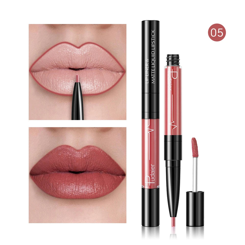 Matte liquid lipstick and lip liner for perfect lips with lip liner
