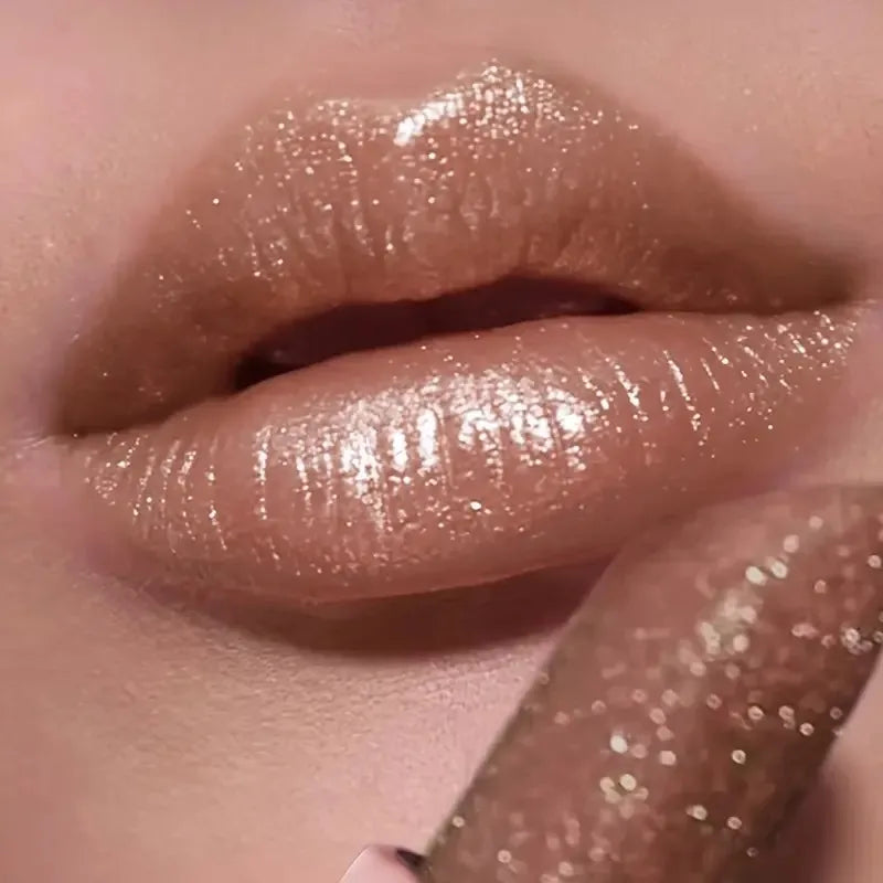 Waterproof lipstick pencil in shimmering nude, perfect for everyday wear