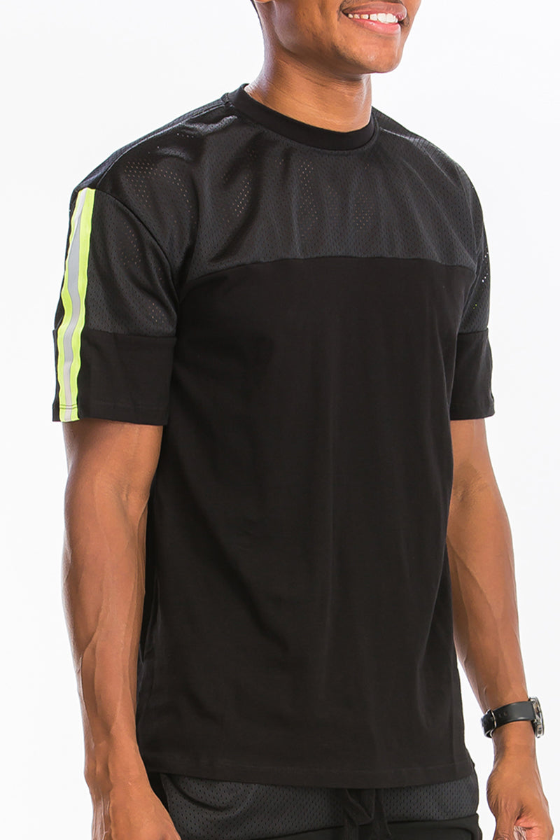 Quarter Mesh Cotton Tee with Reflective Detail