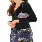 LO2376 - Imitation Rhodium White Metal Clutch with Top - VacationGrabs