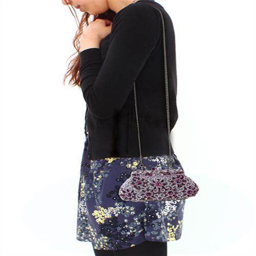 LO2376 - Imitation Rhodium White Metal Clutch with Top - VacationGrabs