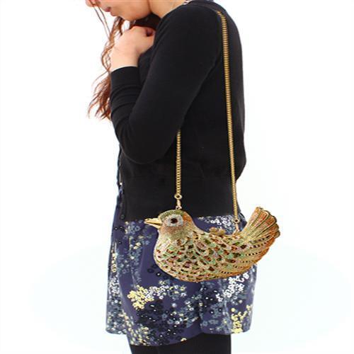 Handbags - Special Occasion Clutches LO2378 - Gold White Metal Clutch with Top Grade Crystal in Multi Color