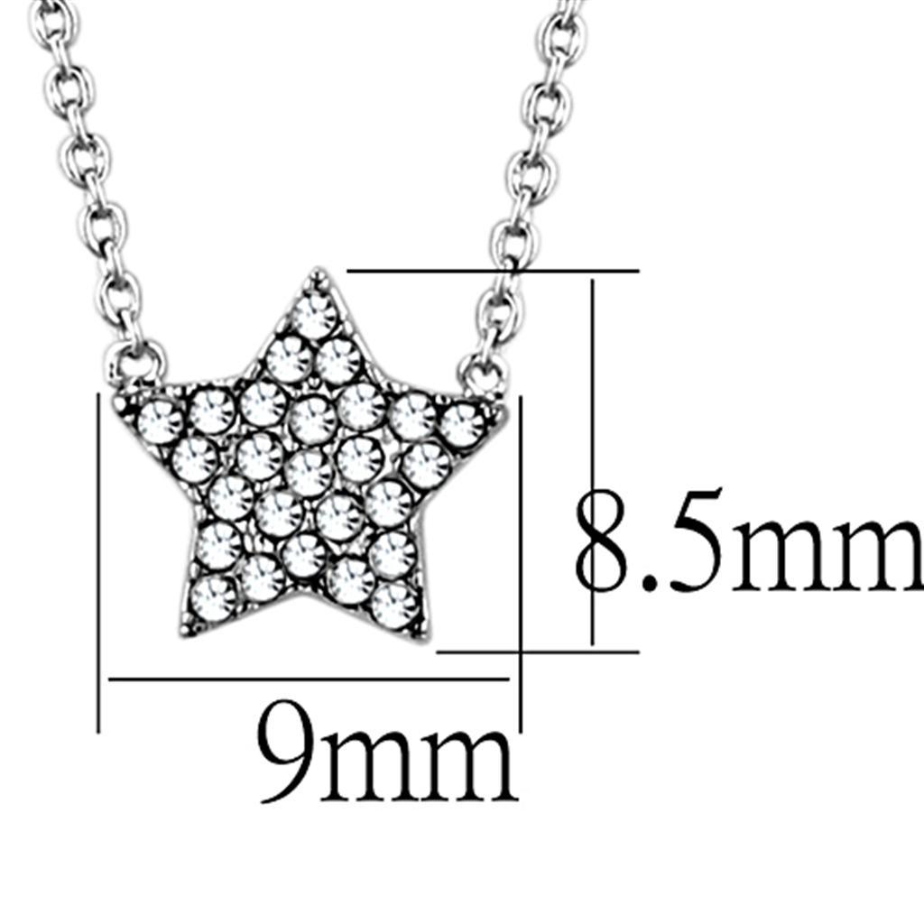 Women's Jewelry - Necklaces LO3225 - Rhodium Brass Necklace with Top Grade Crystal in Clear