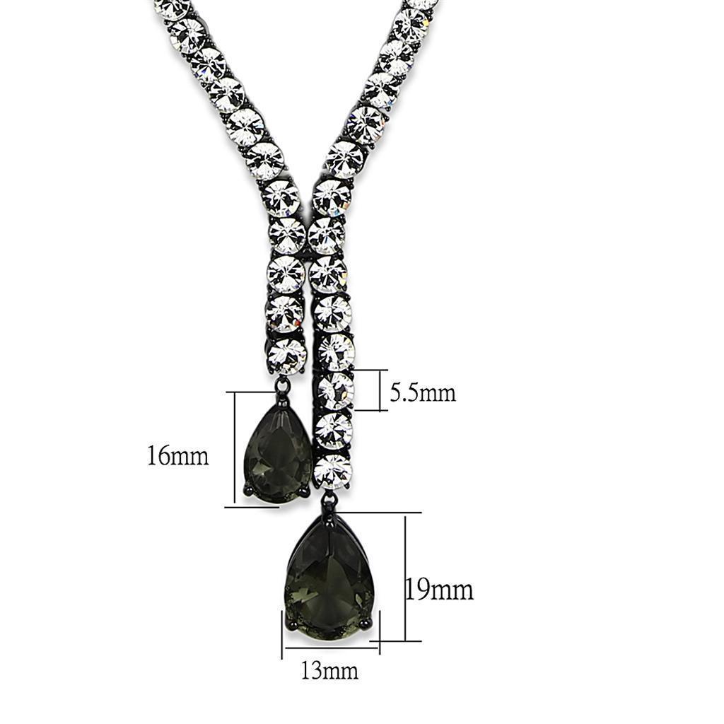 Women's Jewelry - Necklaces LO3690 - Ruthenium Brass Necklace with Synthetic Synthetic Glass in Black Diamond