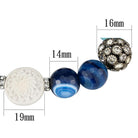 Women's Jewelry - Bracelets LO3781 - Antique Silver Brass Bracelet with Synthetic Onyx in Multi Color