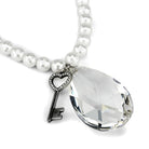 Women's Jewelry - Necklaces LO3819 - Antique Silver White Metal Necklace with Synthetic Synthetic Glass in Clear