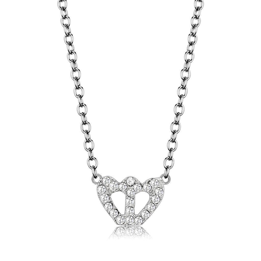 Women's Jewelry - Necklaces LO4694 - Rhodium Brass Necklace with Top Grade Crystal in Clear