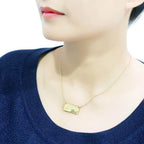 Stylish flash gold brass necklace worn by a model, perfect for everyday elegance