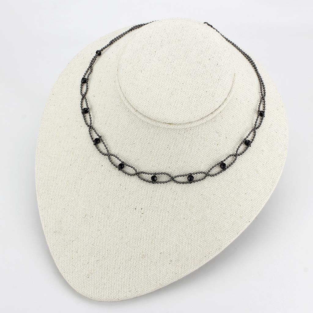 Women's Jewelry - Necklaces LO4723 - Ruthenium White Metal Necklace with Synthetic Synthetic Glass in Jet