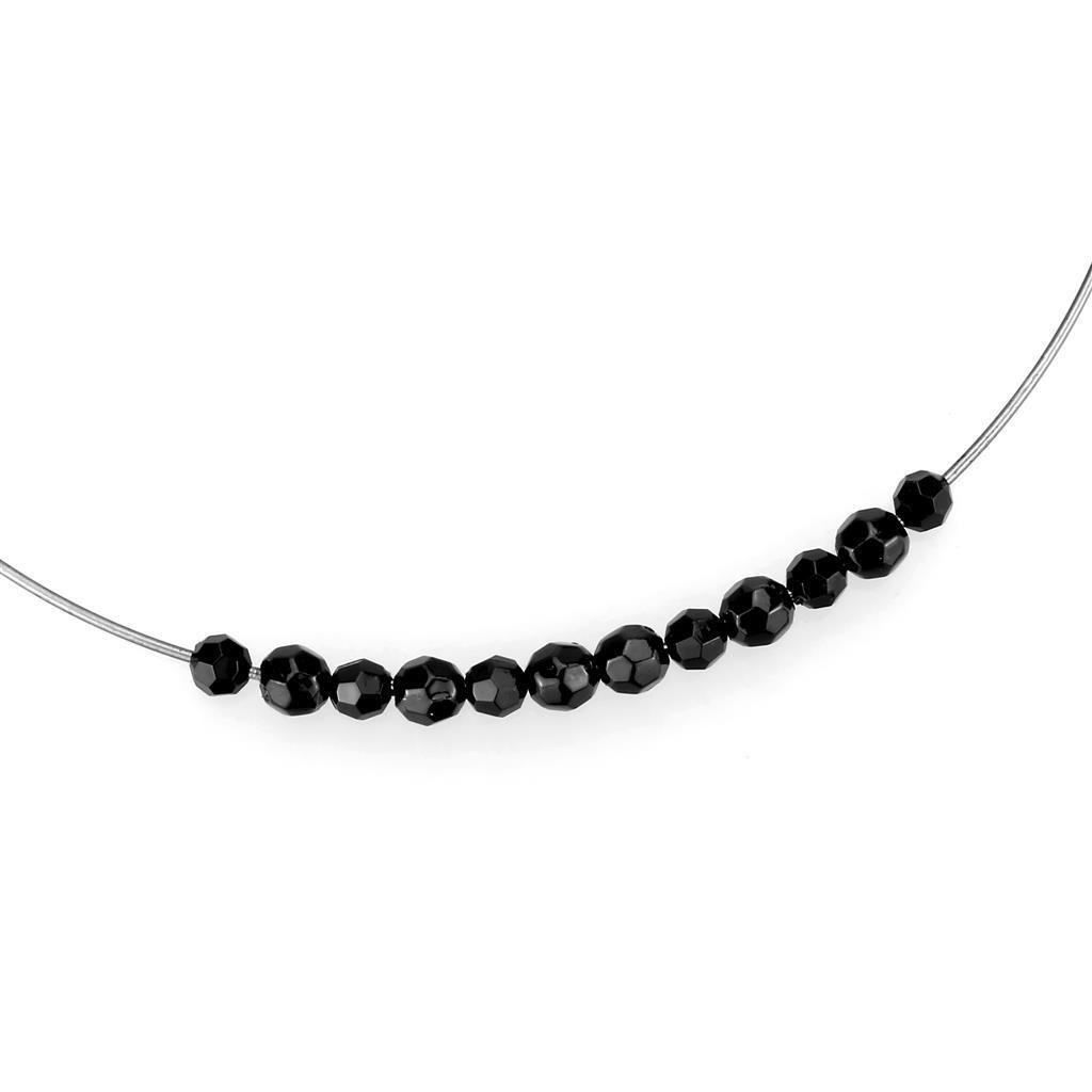 Women's Jewelry - Necklaces LO4725 - Ruthenium White Metal Necklace with Synthetic Synthetic Glass in Jet