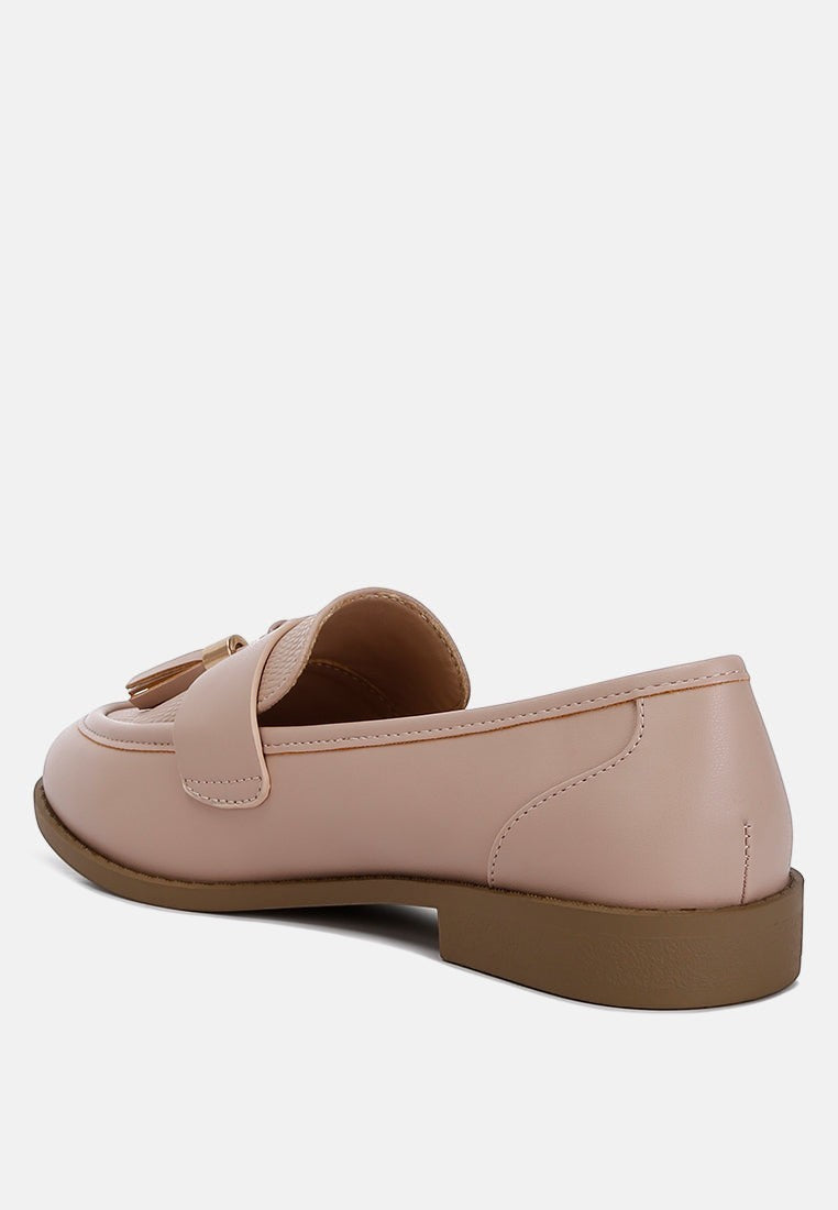 Women's pink loafers with tassel detail for casual wear