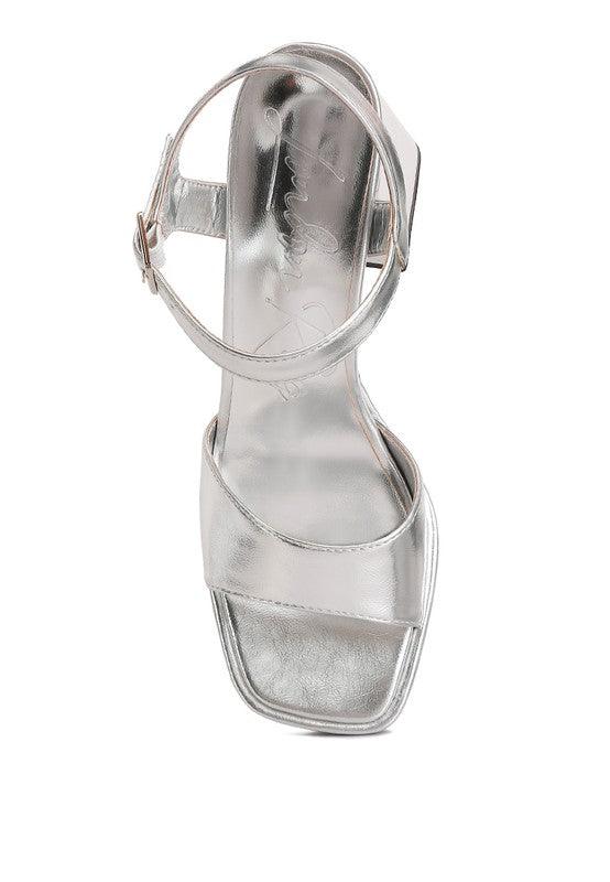 Women's Shoes - Sandals Lofty Metallic Faux Leather Block Heel Sandals
