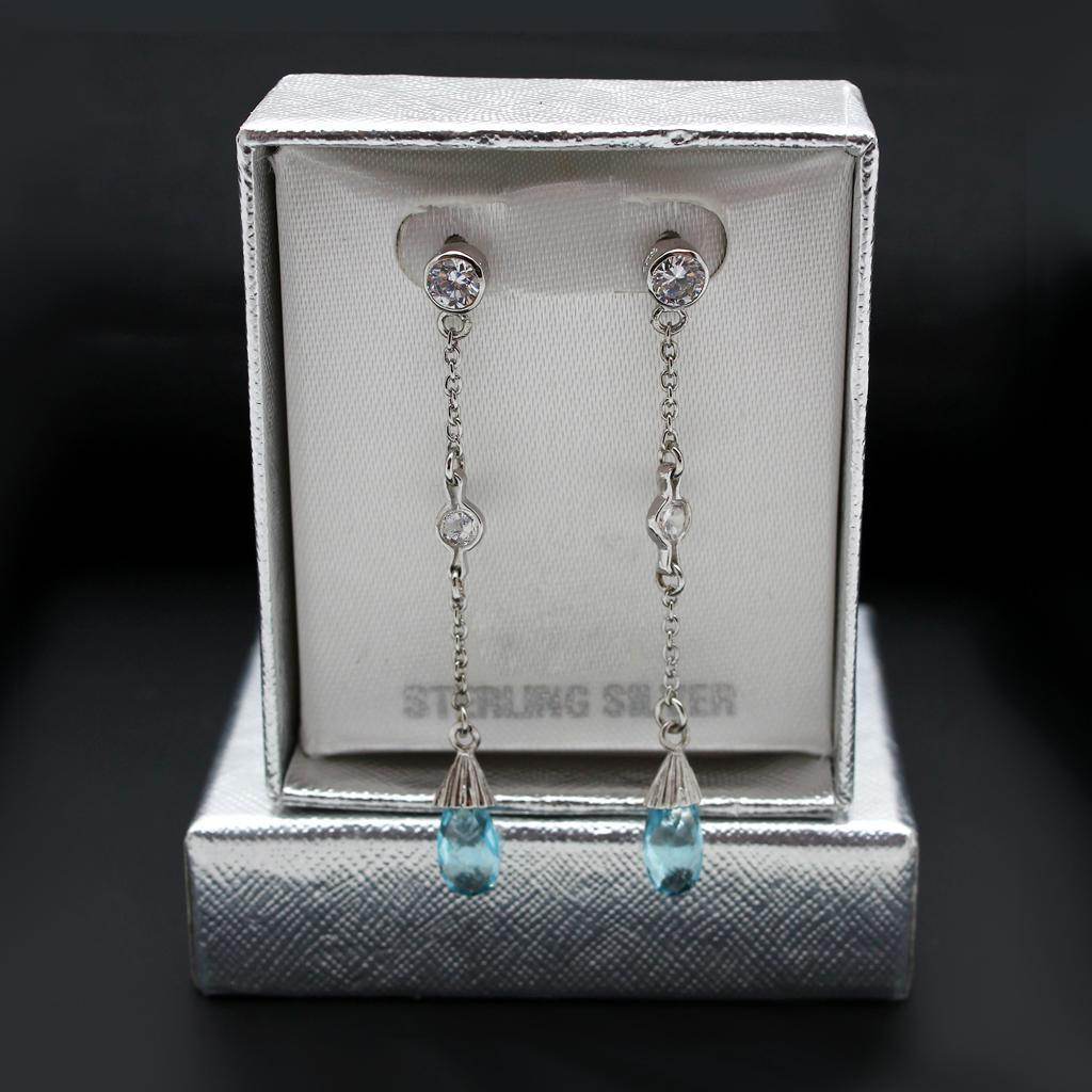 London blue sterling silver earrings with sparkling details in elegant gift box