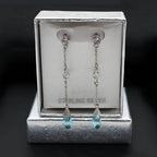 London blue sterling silver earrings with sparkling details in elegant gift box