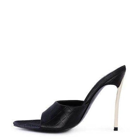 Rag Company black stiletto sandals with a sleek design and high heel for stylish women
